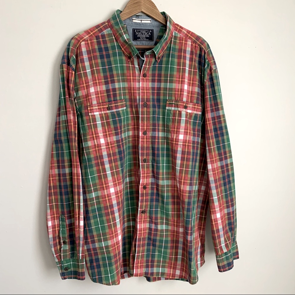 Nautica men’s plaid button down XXL